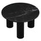 Jilsa Black Marble Top Coffee Table with Solid Mango Wood Base
