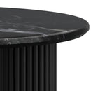 Jilsa Black Marble Top Coffee Table with Solid Mango Wood Base