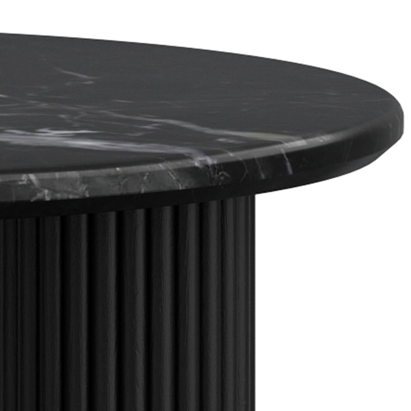 Jilsa Black Marble Top Coffee Table with Solid Mango Wood Base