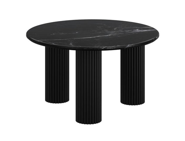 Jilsa Black Marble Top Coffee Table with Solid Mango Wood Base