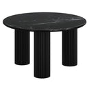 Jilsa Black Marble Top Coffee Table with Solid Mango Wood Base