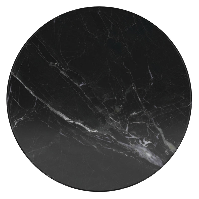 Jilsa Black Marble Top Coffee Table with Solid Mango Wood Base