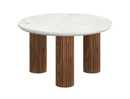 Jilsa Mid-Century Modern Round Coffee Table with Walnut Reeded Base