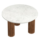 Jilsa Mid-Century Modern Round Coffee Table with Walnut Reeded Base