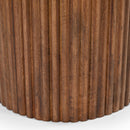 Jilsa Mid-Century Modern Round Coffee Table with Walnut Reeded Base