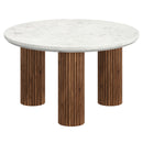 Jilsa Mid-Century Modern Round Coffee Table with Walnut Reeded Base