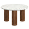 Jilsa Mid-Century Modern Round Coffee Table with Walnut Reeded Base
