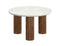 Jilsa Mid-Century Modern Round Coffee Table with Walnut Reeded Base