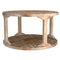 Avni Round Coffee Table: Distressed Natural Solid Mango Wood, Two-Tier Design