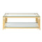 Estrel Rectangular Coffee Table: Contemporary Gold Finish, Two-Tier Glass Design