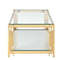 Estrel Rectangular Coffee Table: Contemporary Gold Finish, Two-Tier Glass Design