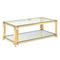 Estrel Rectangular Coffee Table: Contemporary Gold Finish, Two-Tier Glass Design