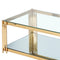Estrel Rectangular Coffee Table: Contemporary Gold Finish, Two-Tier Glass Design