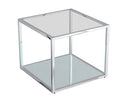 Casini Large Square Coffee Table in Silver: Modern Modular Design with Mirrored Glass