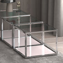 Casini Large Square Coffee Table in Silver: Modern Modular Design with Mirrored Glass