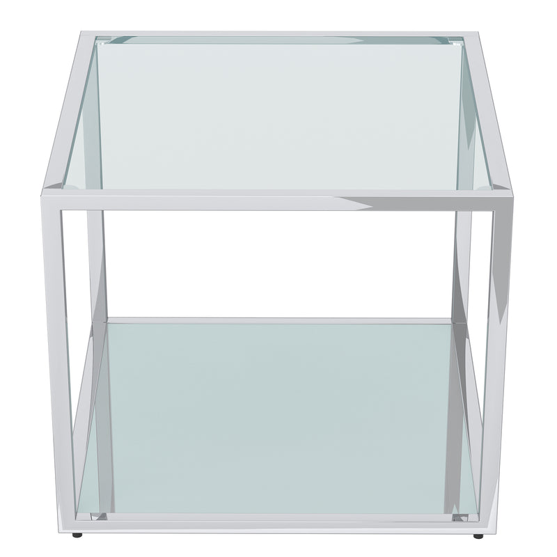 Casini Large Square Coffee Table in Silver: Modern Modular Design with Mirrored Glass