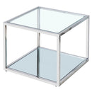 Casini Large Square Coffee Table in Silver: Modern Modular Design with Mirrored Glass