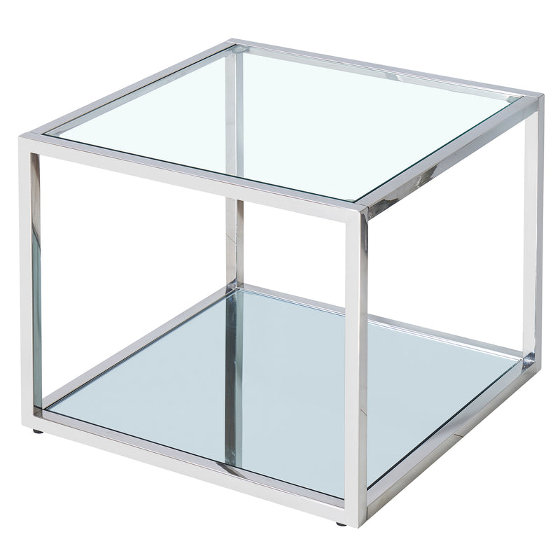 Casini Large Square Coffee Table in Silver: Modern Modular Design with Mirrored Glass