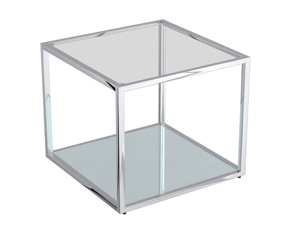 Casini Large Square Coffee Table in Silver: Modern Modular Design with Mirrored Glass