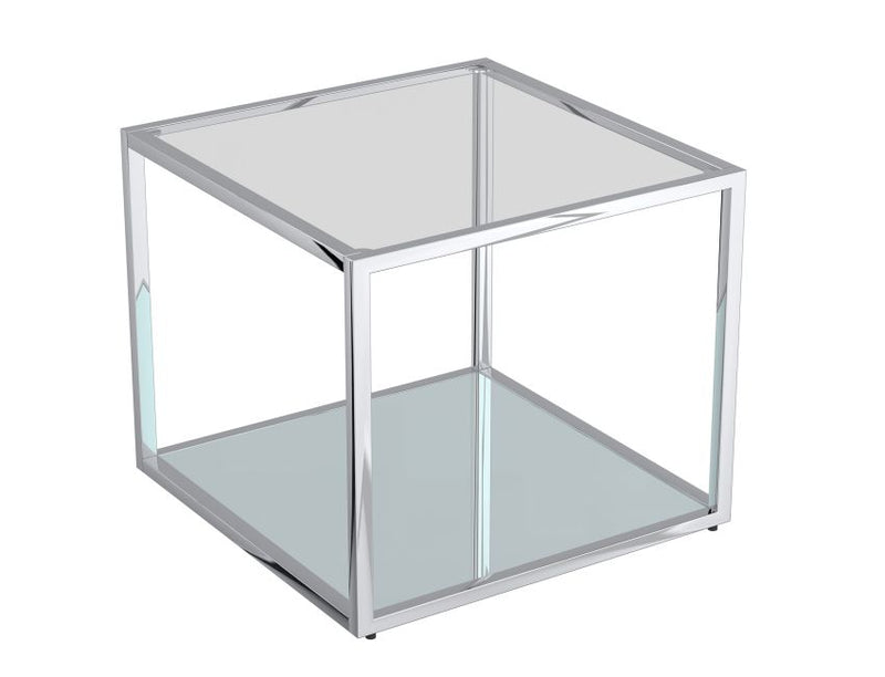 Casini Large Square Coffee Table in Silver: Modern Modular Design with Mirrored Glass