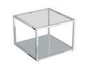 Casini Small Square Coffee Table: Modern Silver Chrome, Glass Tiers, Modular Design