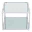 Casini Small Square Coffee Table: Modern Silver Chrome, Glass Tiers, Modular Design