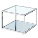 Casini Small Square Coffee Table: Modern Silver Chrome, Glass Tiers, Modular Design