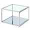 Casini Small Square Coffee Table: Modern Silver Chrome, Glass Tiers, Modular Design