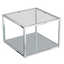 Casini Small Square Coffee Table: Modern Silver Chrome, Glass Tiers, Modular Design