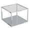 Casini Small Square Coffee Table: Modern Silver Chrome, Glass Tiers, Modular Design