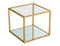 Modern Gold Finish Square Coffee Table with Clear Tempered Glass Top