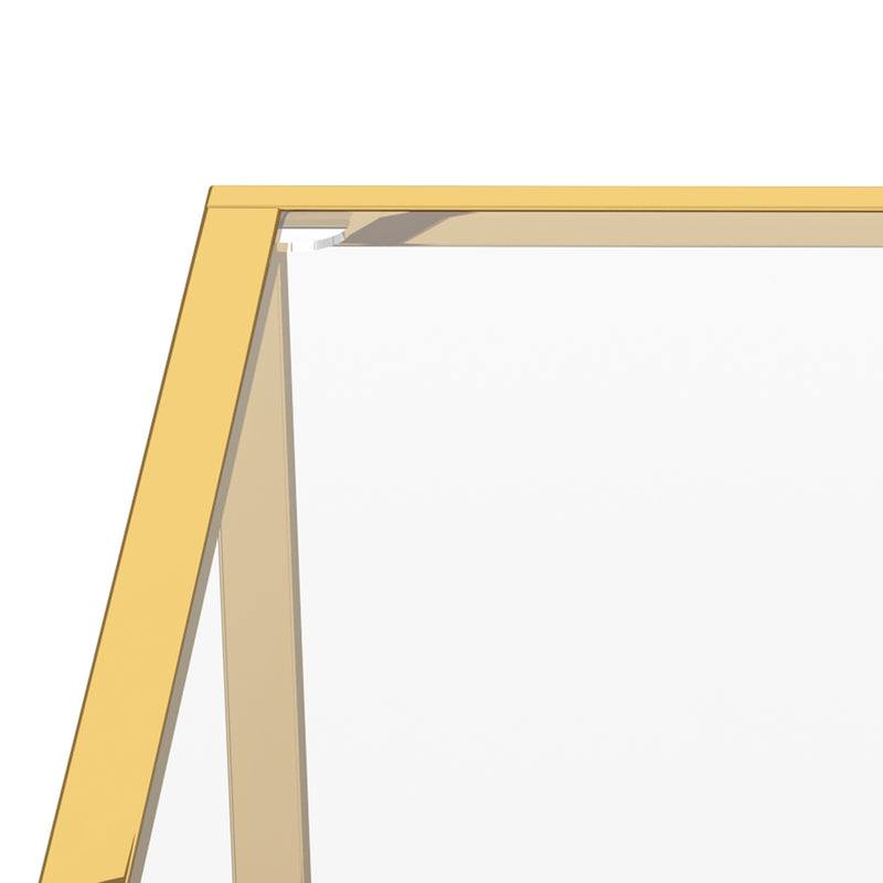 Modern Gold Finish Square Coffee Table with Clear Tempered Glass Top