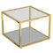 Opulent Gold Finish Casini Square Coffee Table with Tempered Glass