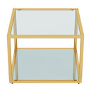 Opulent Gold Finish Casini Square Coffee Table with Tempered Glass
