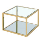 Opulent Gold Finish Casini Square Coffee Table with Tempered Glass