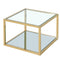 Opulent Gold Finish Casini Square Coffee Table with Tempered Glass