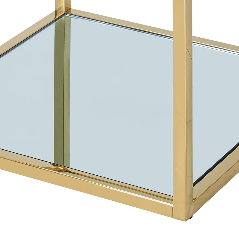 Opulent Gold Finish Casini Square Coffee Table with Tempered Glass