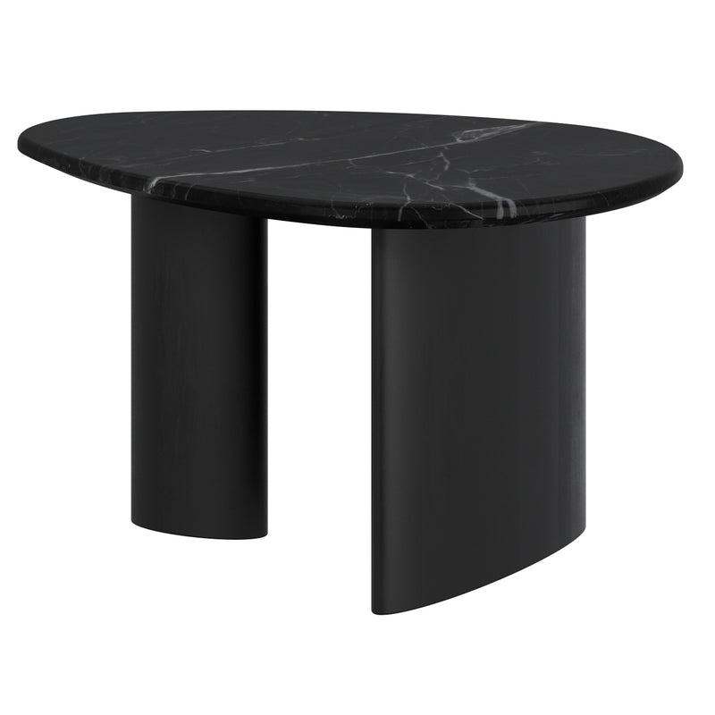 Lyriq Teardrop Mid-Century Modern Black Marble Top Coffee Table