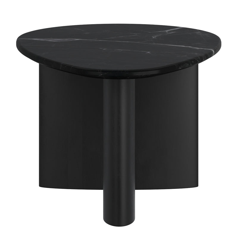 Lyriq Teardrop Mid-Century Modern Black Marble Top Coffee Table
