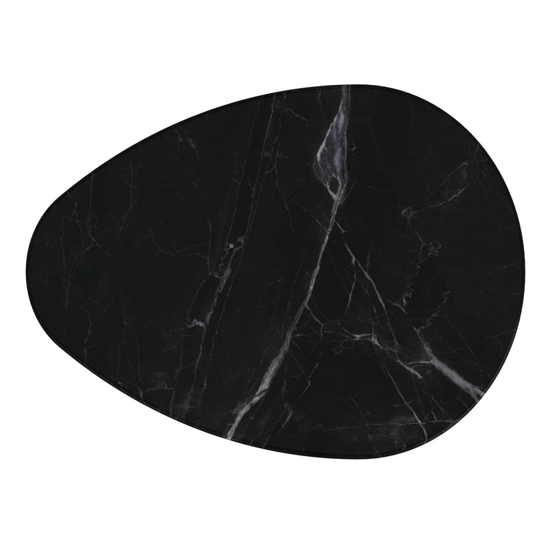 Lyriq Teardrop Mid-Century Modern Black Marble Top Coffee Table