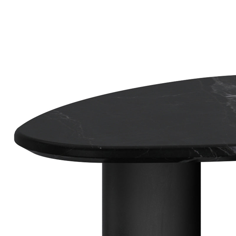 Lyriq Teardrop Mid-Century Modern Black Marble Top Coffee Table