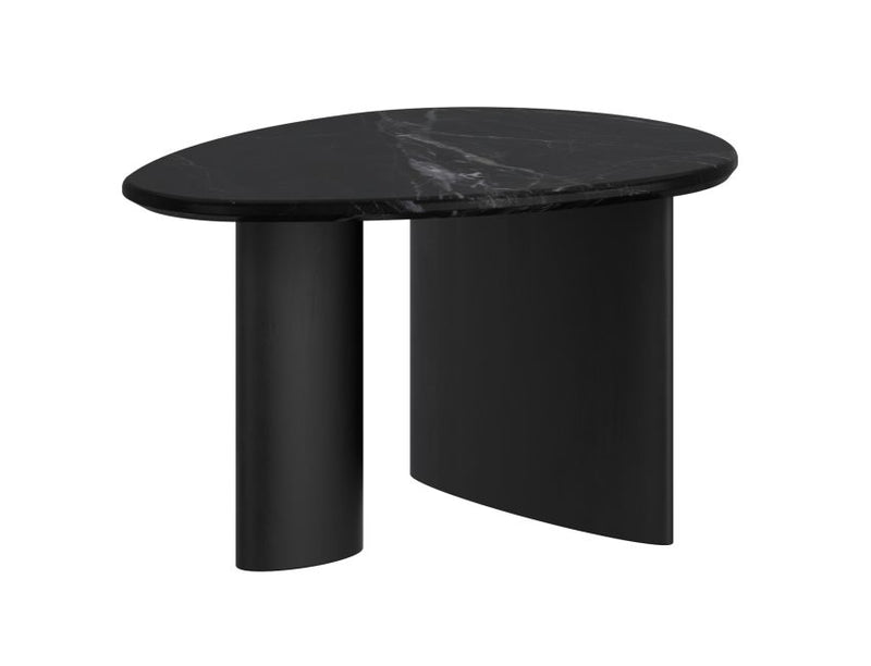 Lyriq Teardrop Mid-Century Modern Black Marble Top Coffee Table
