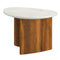 Lyriq Teardrop Mid-Century Modern Coffee Table with Walnut & White Marble Top