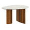 Lyriq Teardrop Mid-Century Modern Coffee Table with Walnut & White Marble Top
