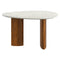 Lyriq Teardrop Mid-Century Modern Coffee Table with Walnut & White Marble Top