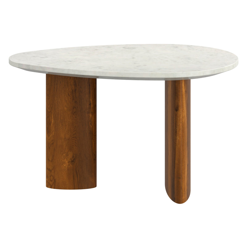 Lyriq Teardrop Mid-Century Modern Coffee Table with Walnut & White Marble Top