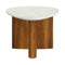 Lyriq Teardrop Mid-Century Modern Coffee Table with Walnut & White Marble Top