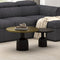 Adira 2pc Round Coffee Table Set: Antique Gold & Black Rustic Modern Design