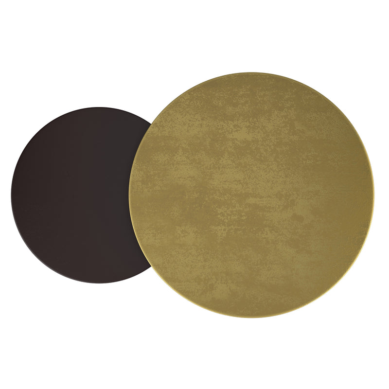 Adira 2pc Round Coffee Table Set: Antique Gold & Black Rustic Modern Design