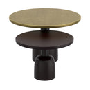 Adira 2pc Round Coffee Table Set: Antique Gold & Black Rustic Modern Design